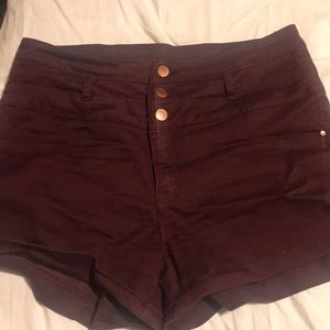 Burgundy high waisted shorts